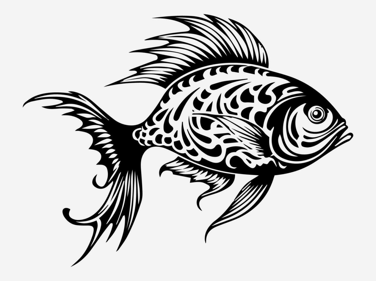 peixe tribal tatuagem vetor