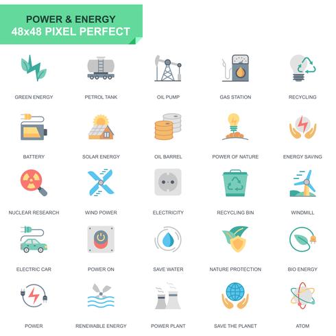 Conjunto simples indústria de energia e energia plana ícones para site e aplicativos móveis vetor