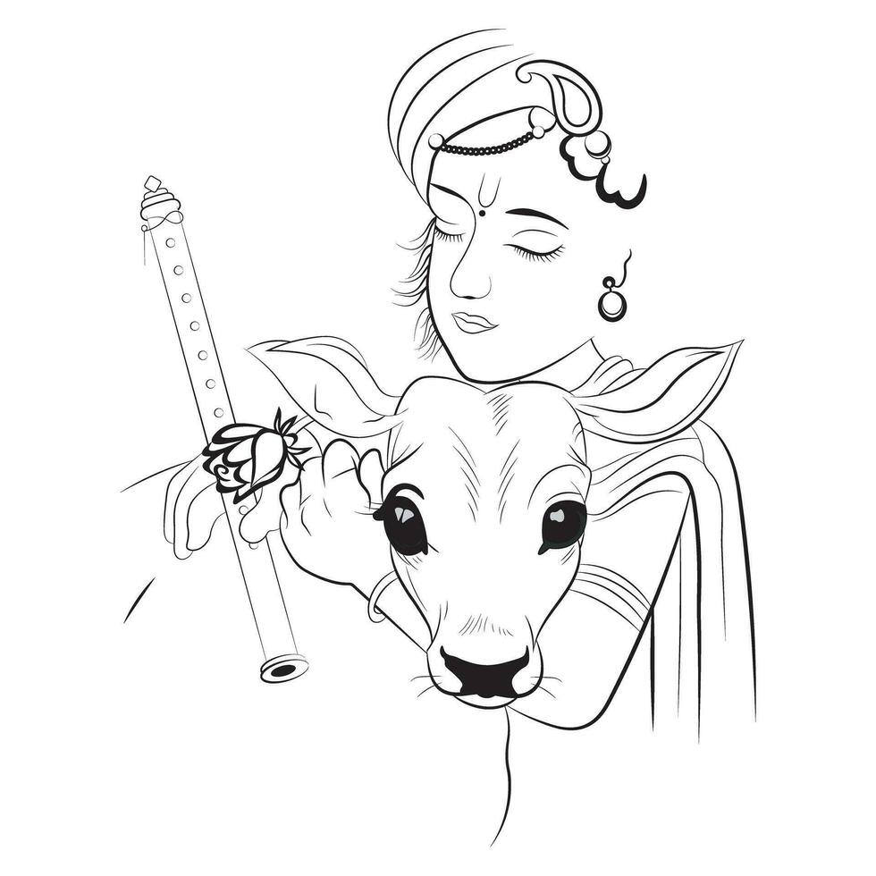 krishan ji vetor lineart