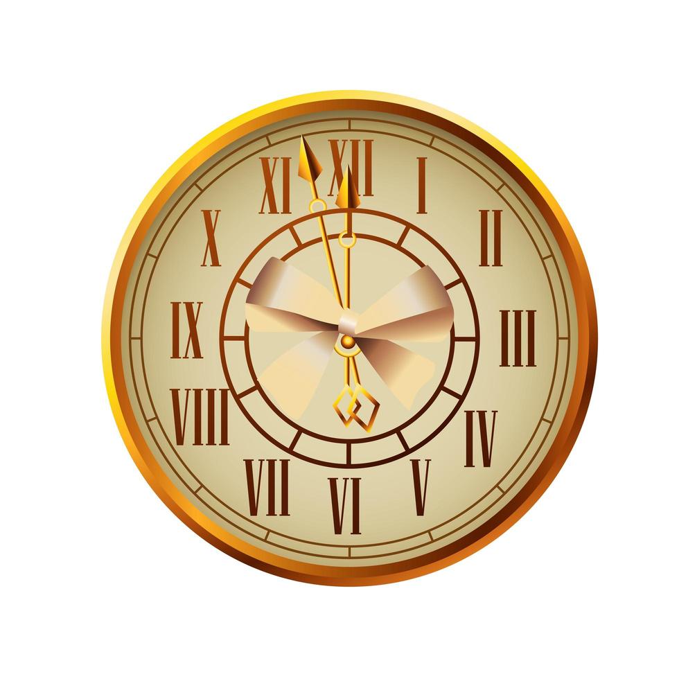 ícone de celebração do relógio dourado retrô feliz ano novo vetor