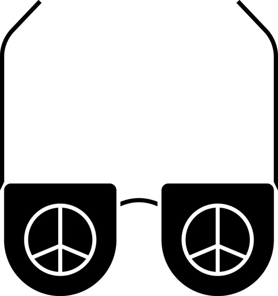 Paz ou hippie óculos ícone dentro Preto e branco cor. vetor