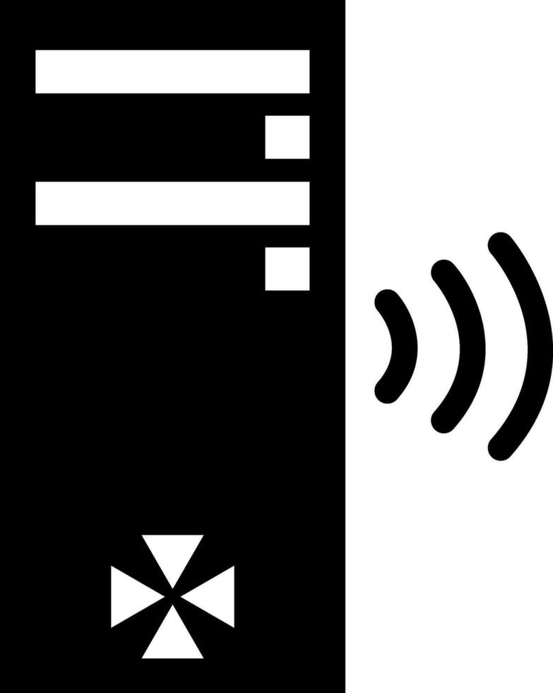 Preto e branco símbolo do CPU com Wi-fi placa. vetor