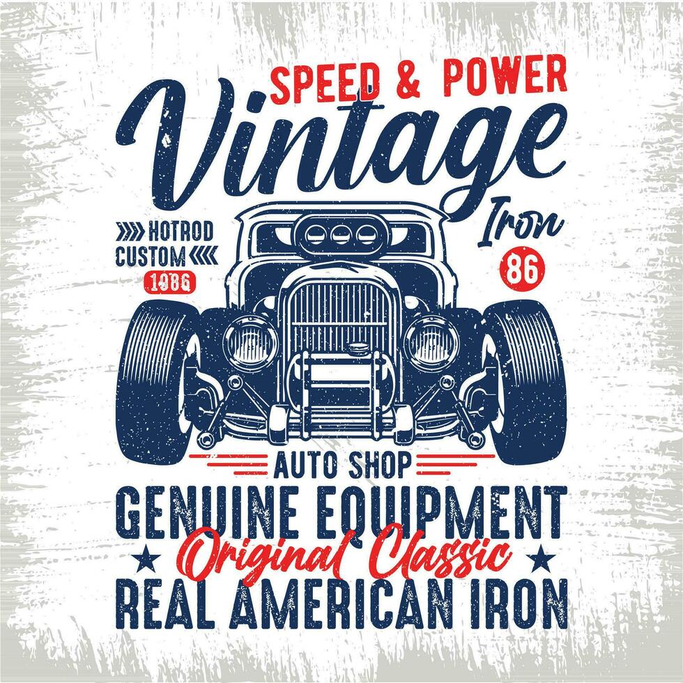 Rapidez poder vintage ferro hotrod personalizadas 1986 auto fazer compras genuíno equipamento original clássico real americano ferro - quente Cajado t camisa Projeto vetor pró vetor