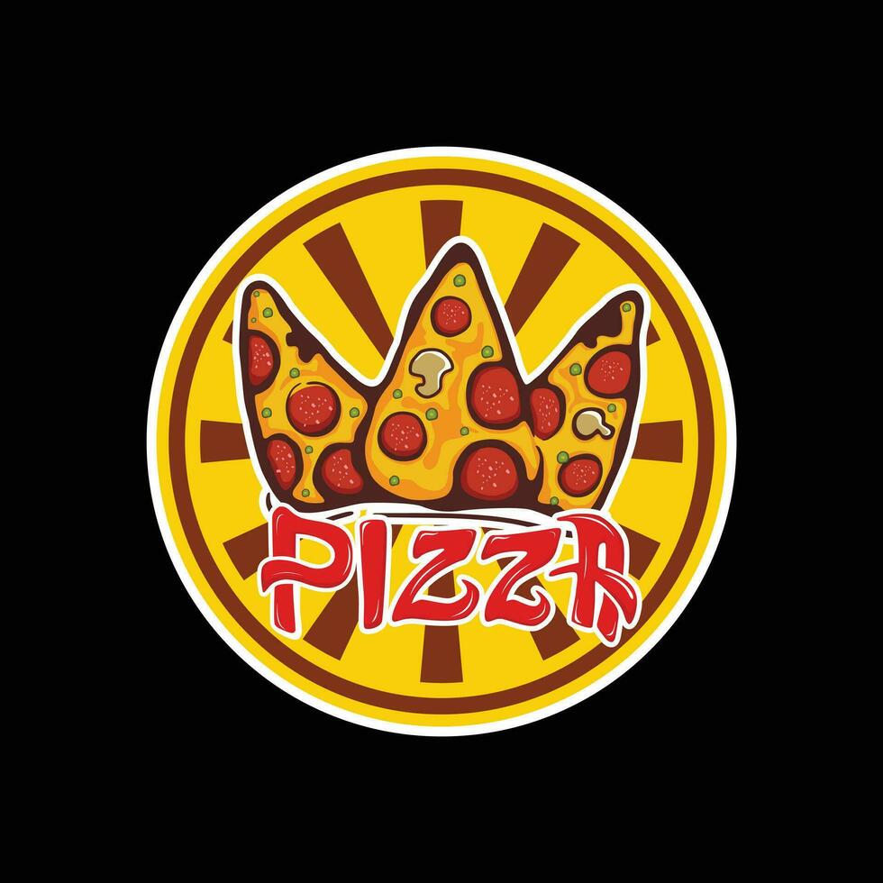 emblema de vetor fresco diário de pizza no quadro-negro. modelo de logotipo de pizza. emblema vetorial para café, restaurante ou serviço de entrega de comida.