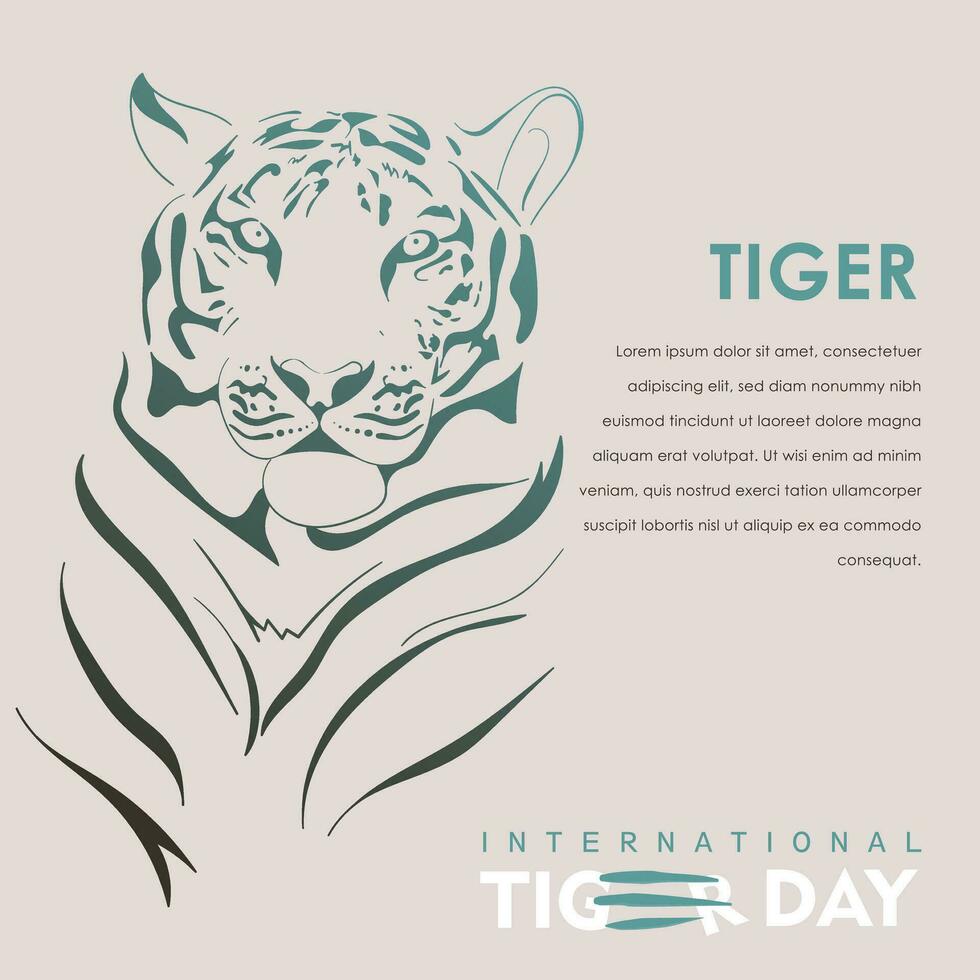 a tigre é sentado relaxado dentro linha arte Projeto para internacional tigre dia Projeto vetor