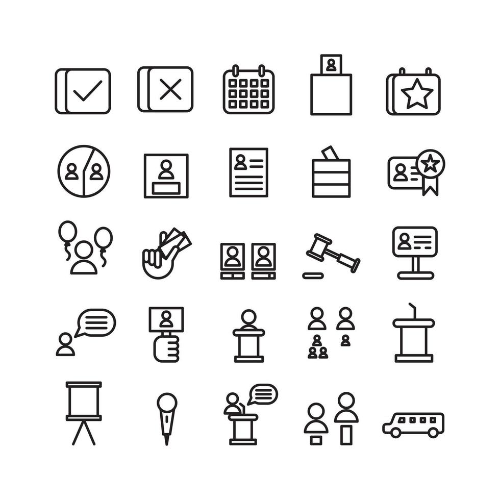 politic icon set vector line for website mobile app apresentação mídia social adequada para interface e experiência do usuário