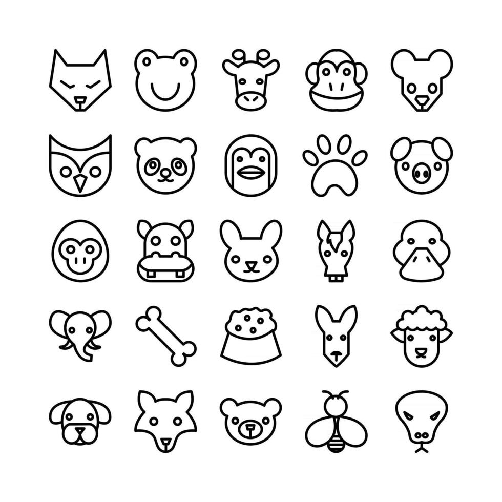 animal icon set vector line for website mobile app apresentação mídia social adequada para interface e experiência do usuário