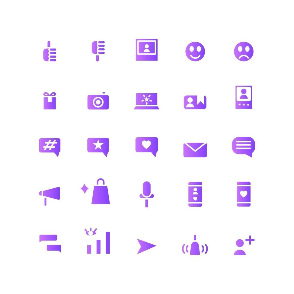 ícone influenciador definir gradiente de vetor para mídia social de apresentação de aplicativo móvel de site adequado para interface e experiência do usuário