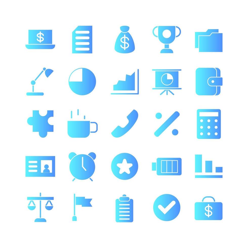 conjunto de ícones de escritório gradiente de vetor para mídia social de apresentação de aplicativo móvel de site adequado para interface de usuário e experiência do usuário