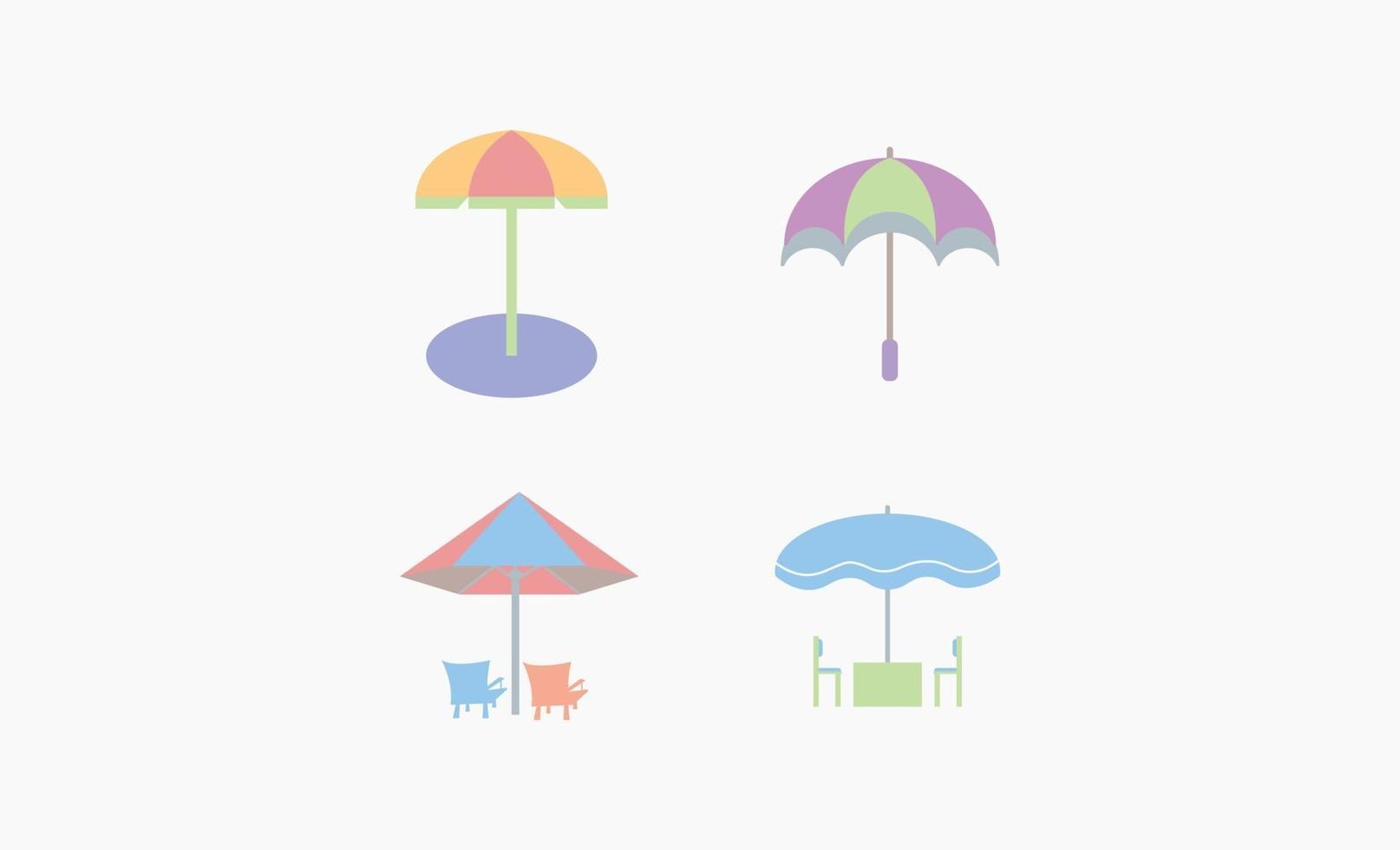 conjunto de verão guarda-chuva desenho vetorial de clipart isolado vetor