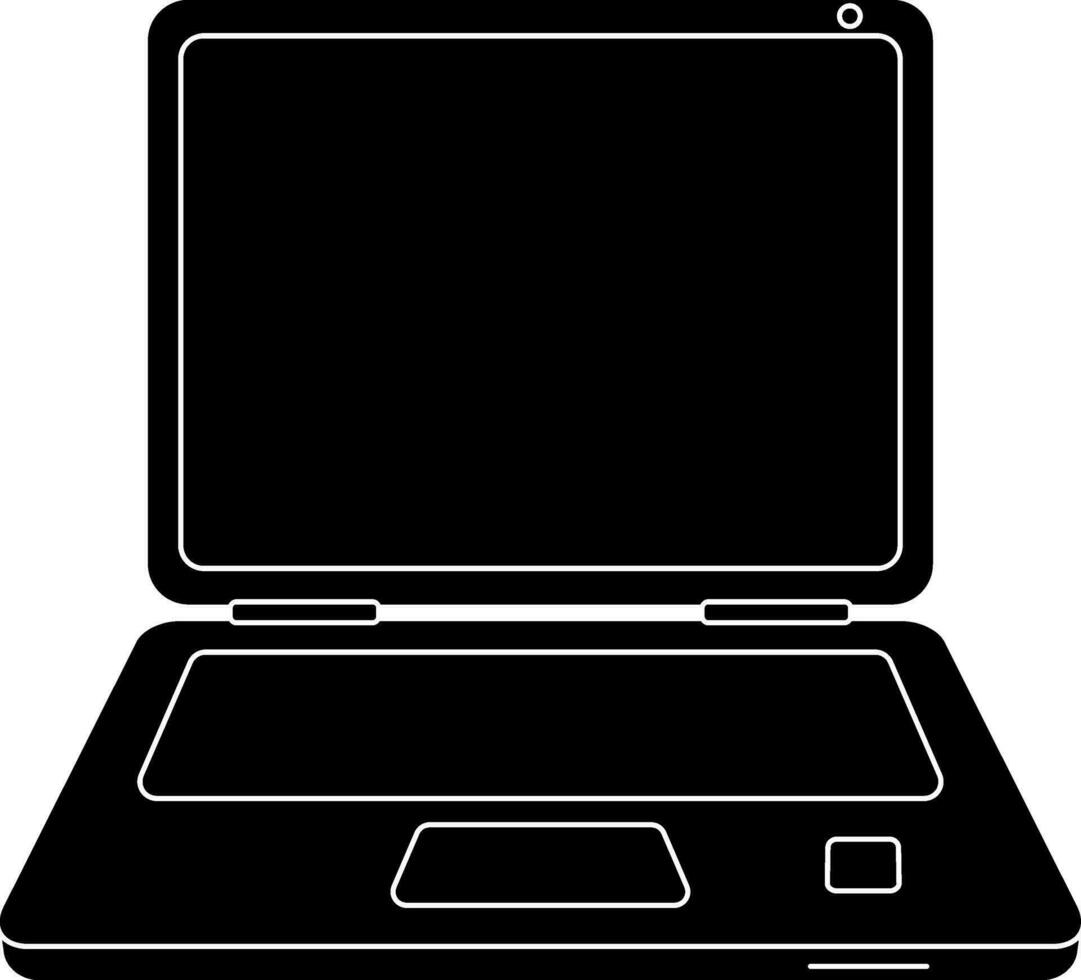 em branco computador portátil dentro Preto e branco cor. glifo ícone ou símbolo. vetor