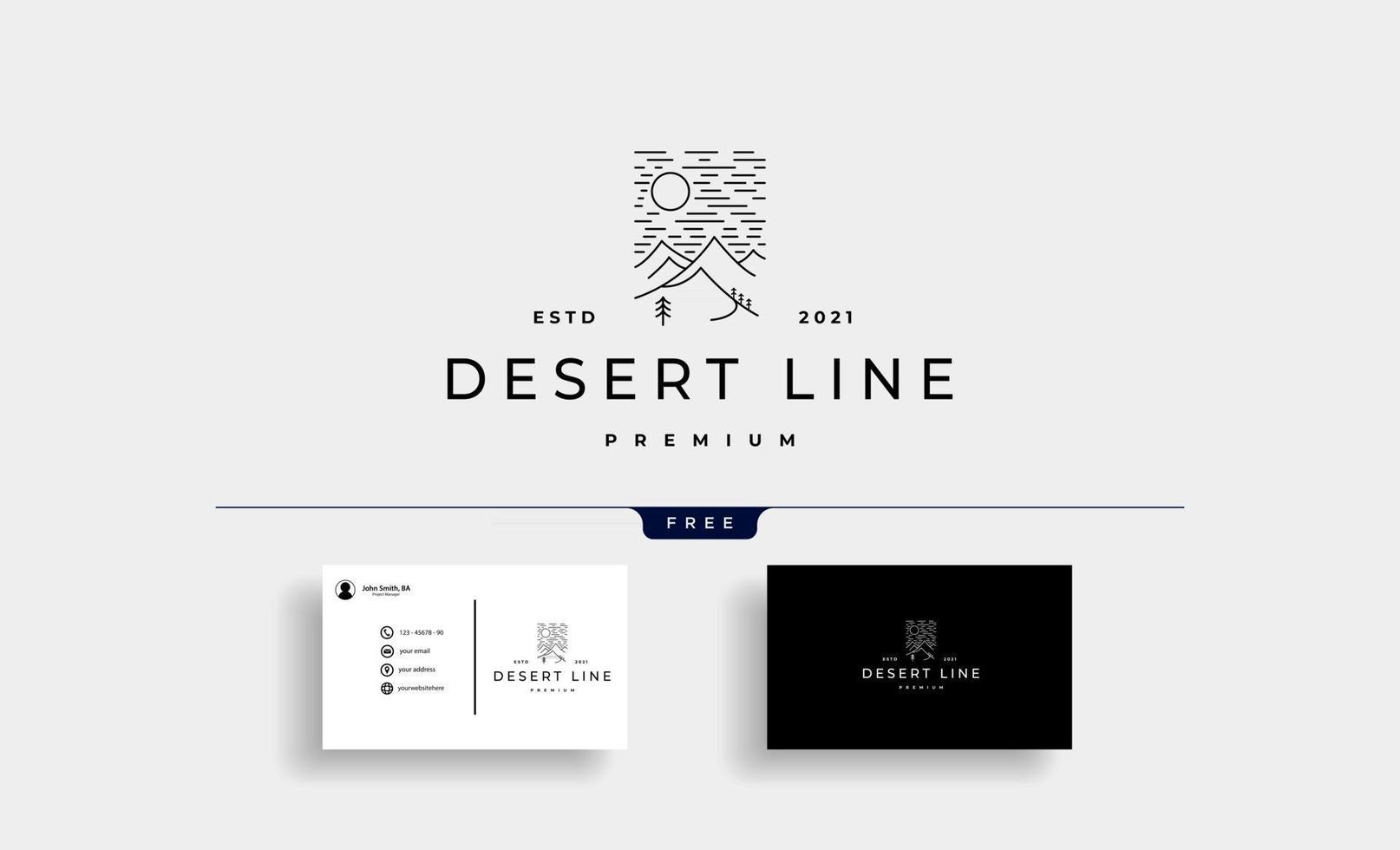ilustração em vetor design de logotipo monoline da paisagem do deserto
