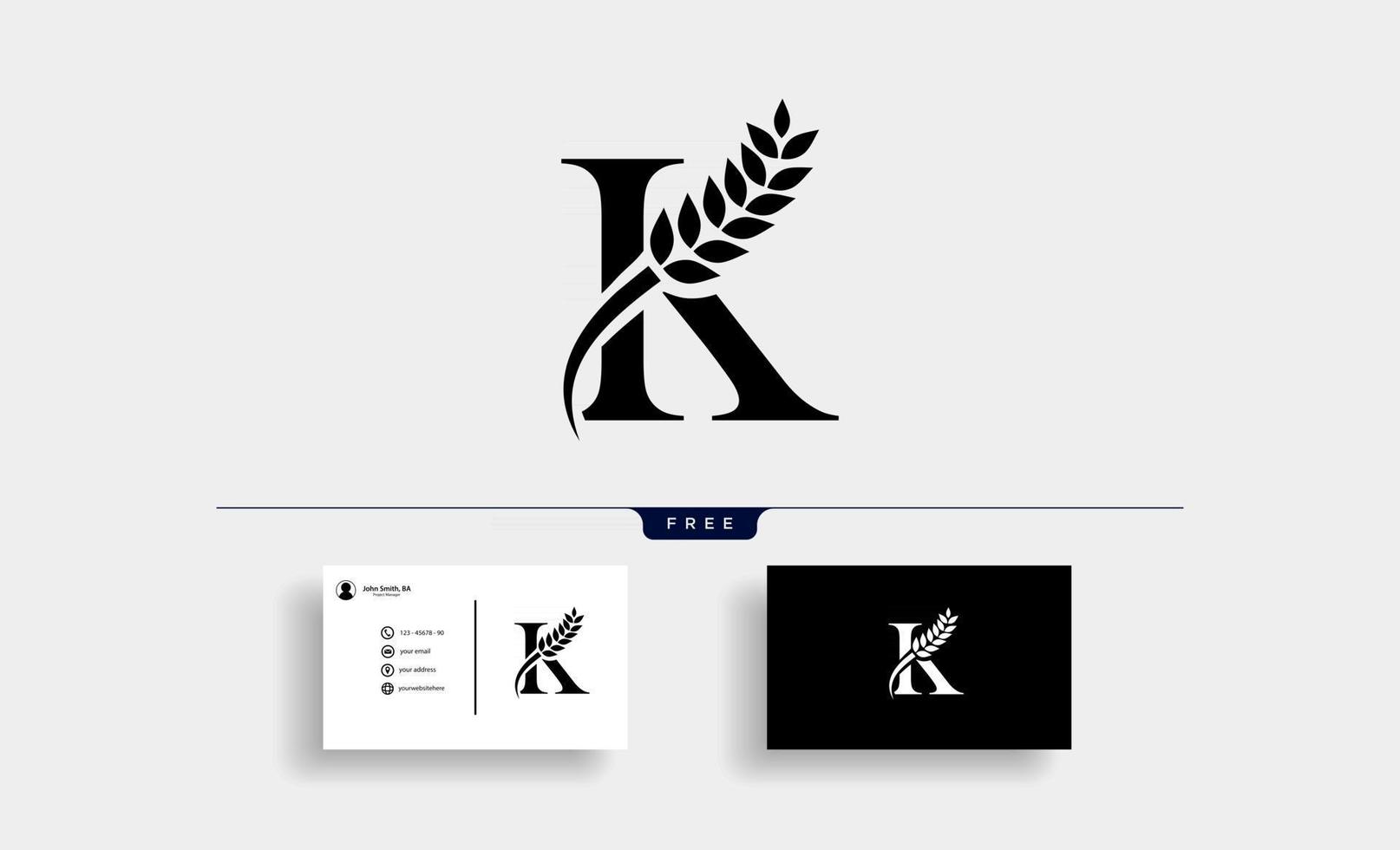 ilustração em vetor logotipo letra k trigo