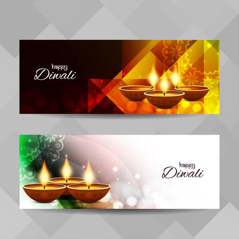 Conjunto de bandeiras religiosas feliz Diwali abstrata vetor