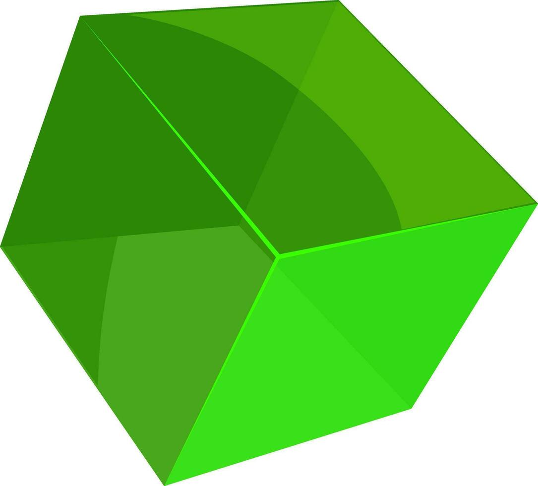 3d Visão do verde cor cubo isolado em branco fundo. vetor