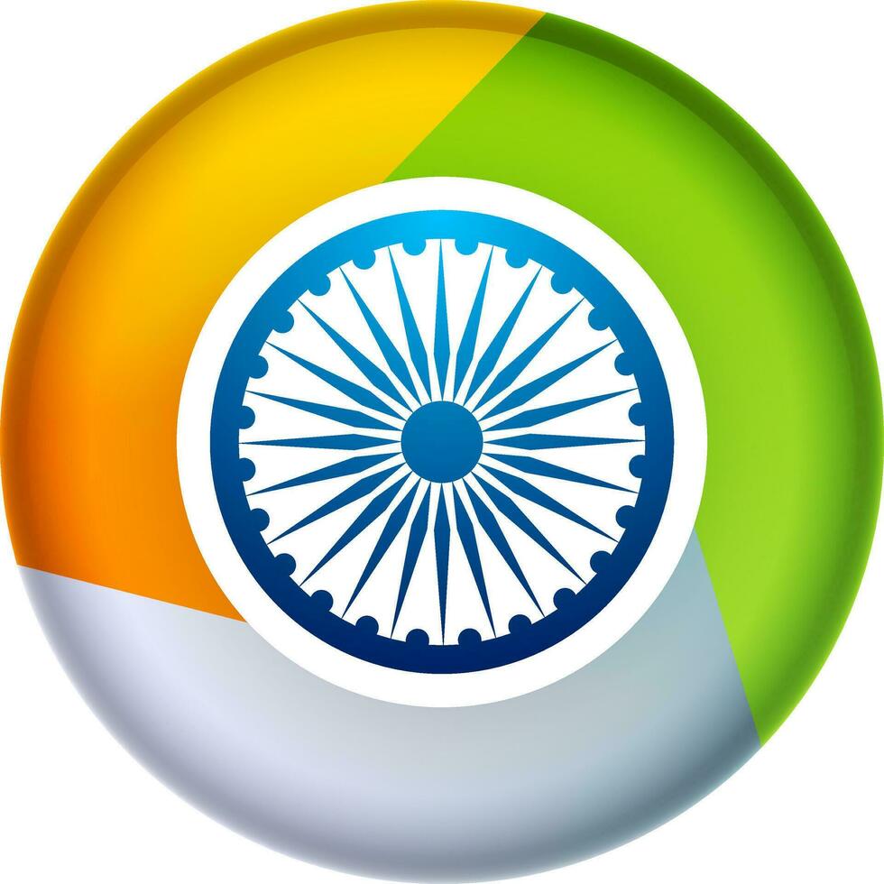 3d círculo dentro indiano bandeira cores. vetor