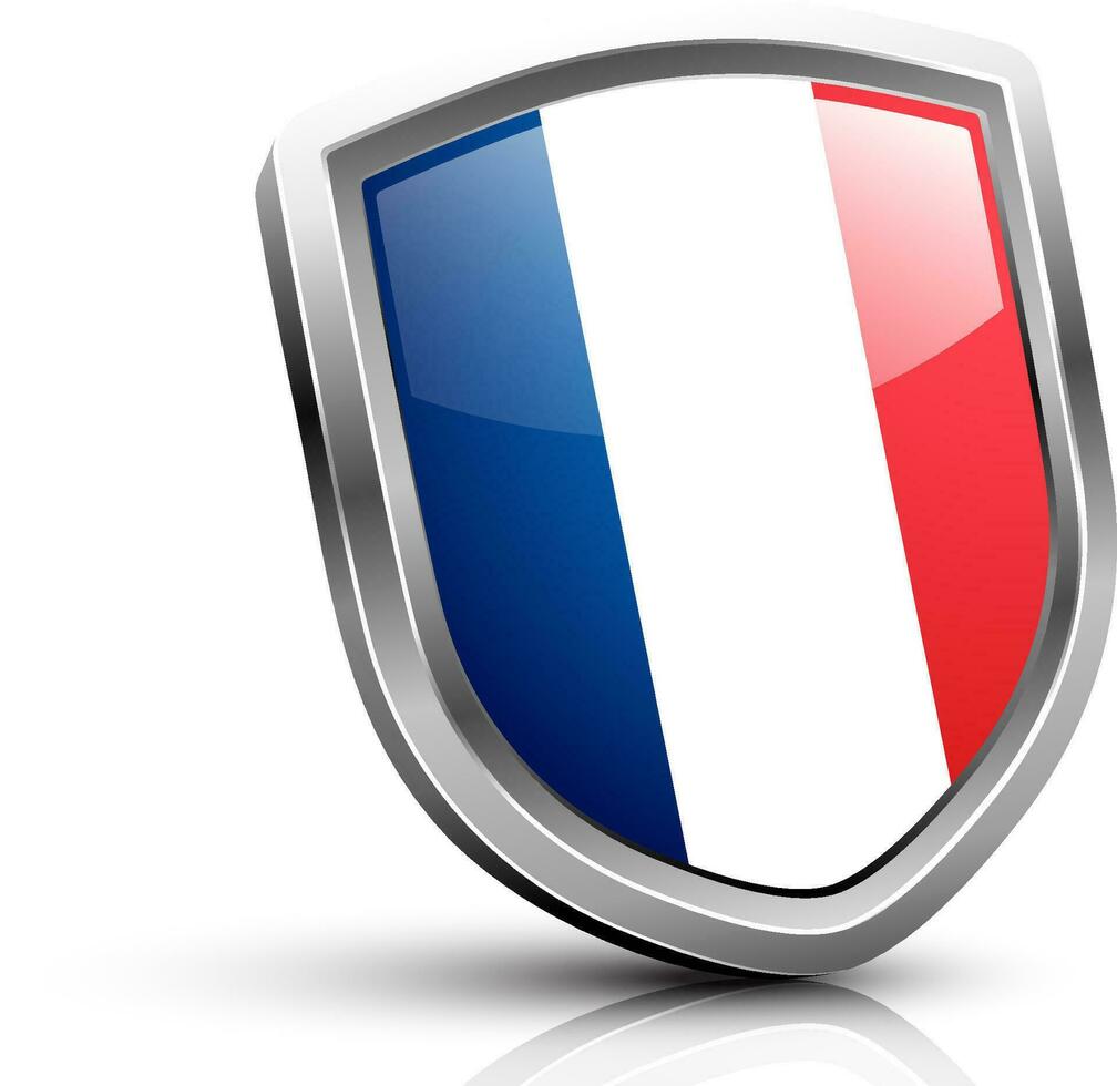França bandeira em lustroso escudo. vetor