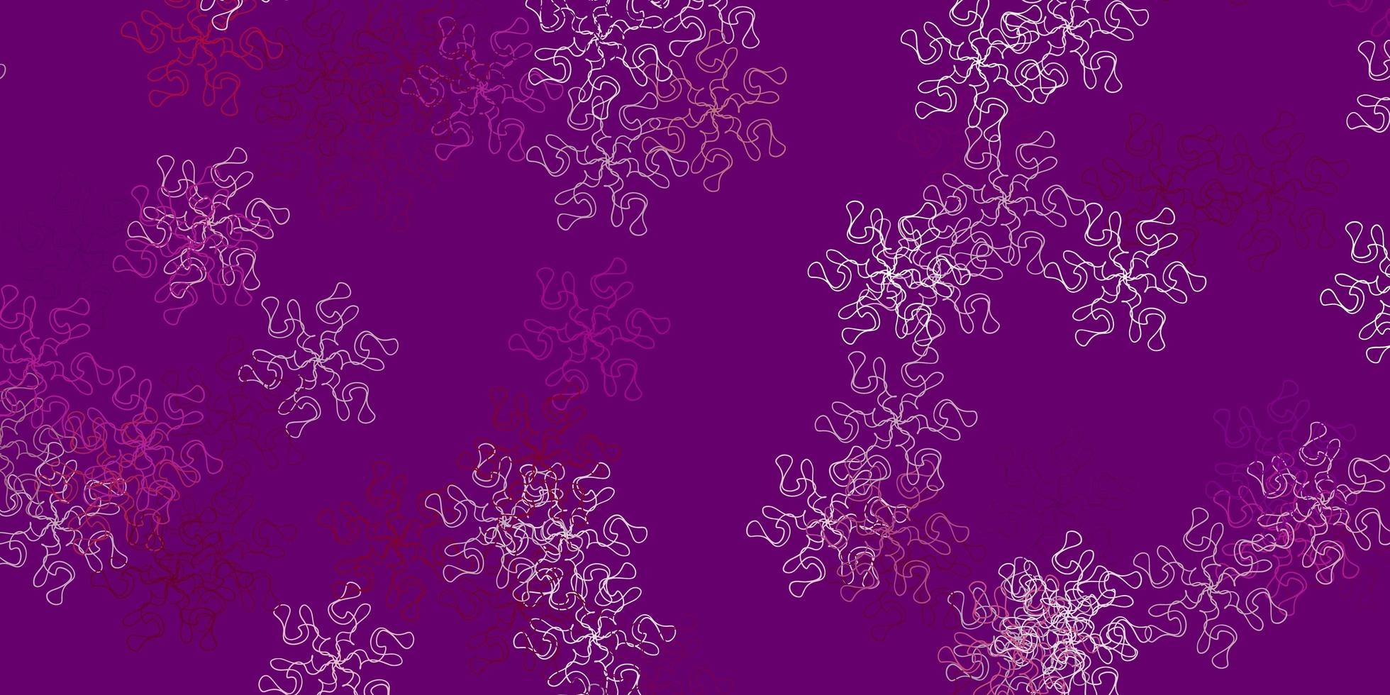 textura de doodle de vetor roxo claro com flores