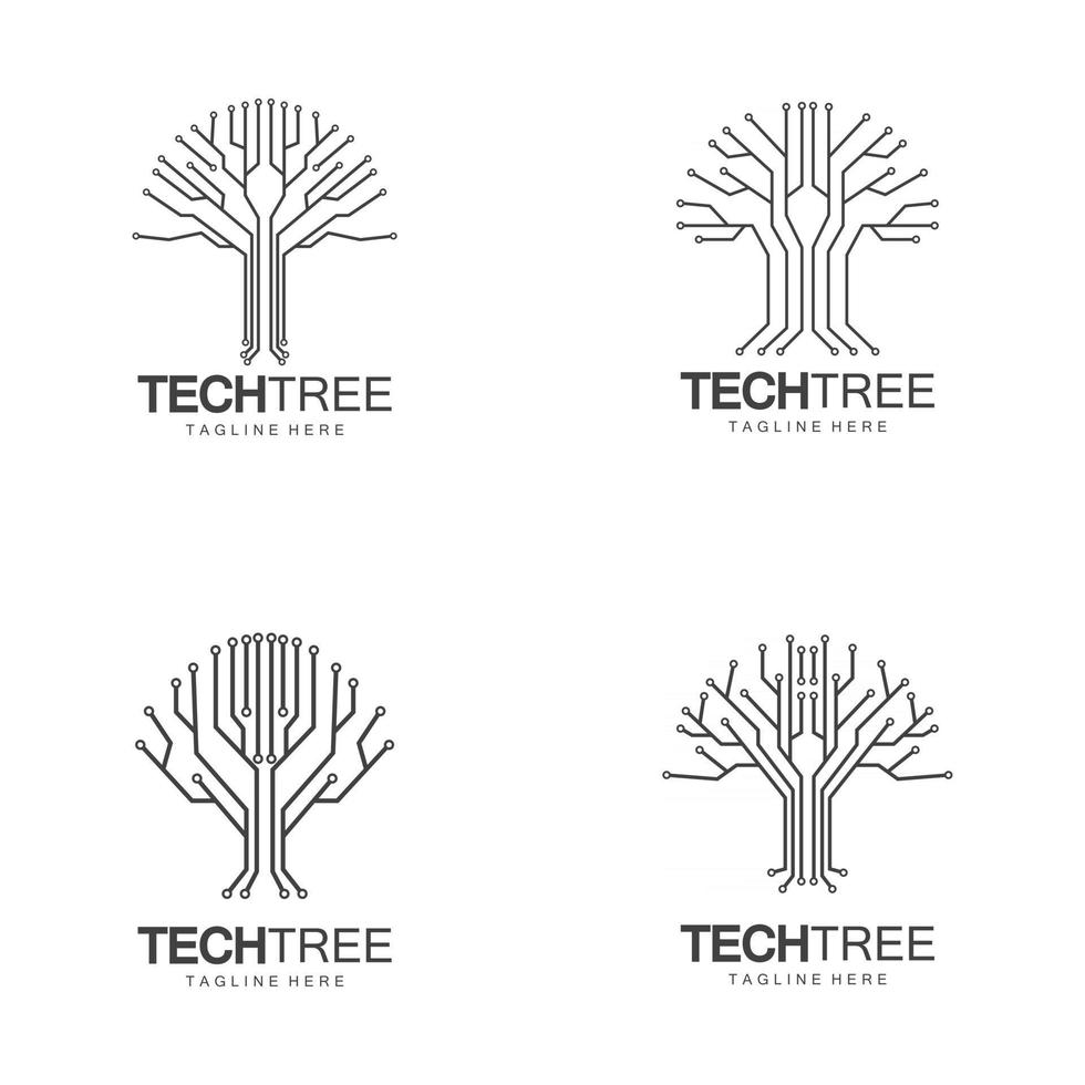 tecnologia do logotipo da árvore da tecnologia tecnologia de rede verde vetor