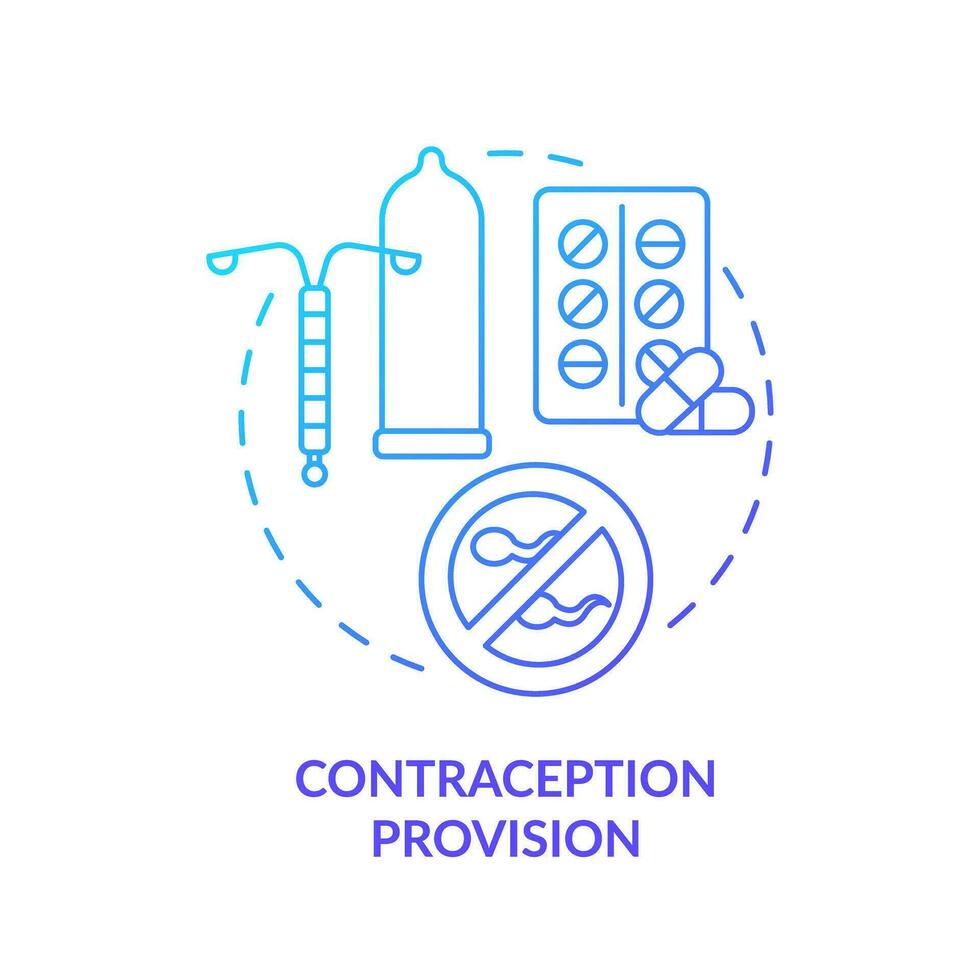 contracepção provisão azul gradiente conceito ícone. contraceptivo método. nascimento ao controle. reprodutivo saúde. sexual cuidados de saúde abstrato idéia fino linha ilustração. isolado esboço desenhando vetor