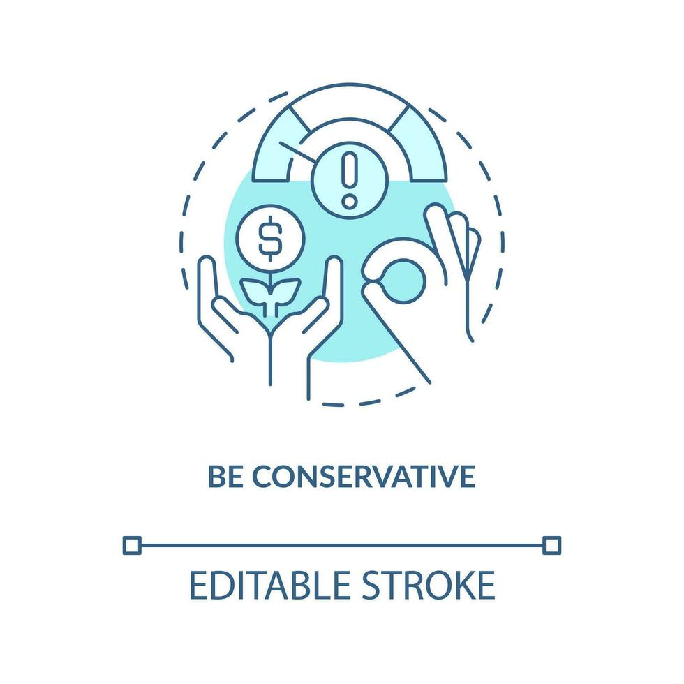 conservador o negócio gestão turquesa conceito ícone. agricultura conduzindo estratégia abstrato idéia fino linha ilustração. isolado esboço desenho. editável acidente vascular encefálico vetor