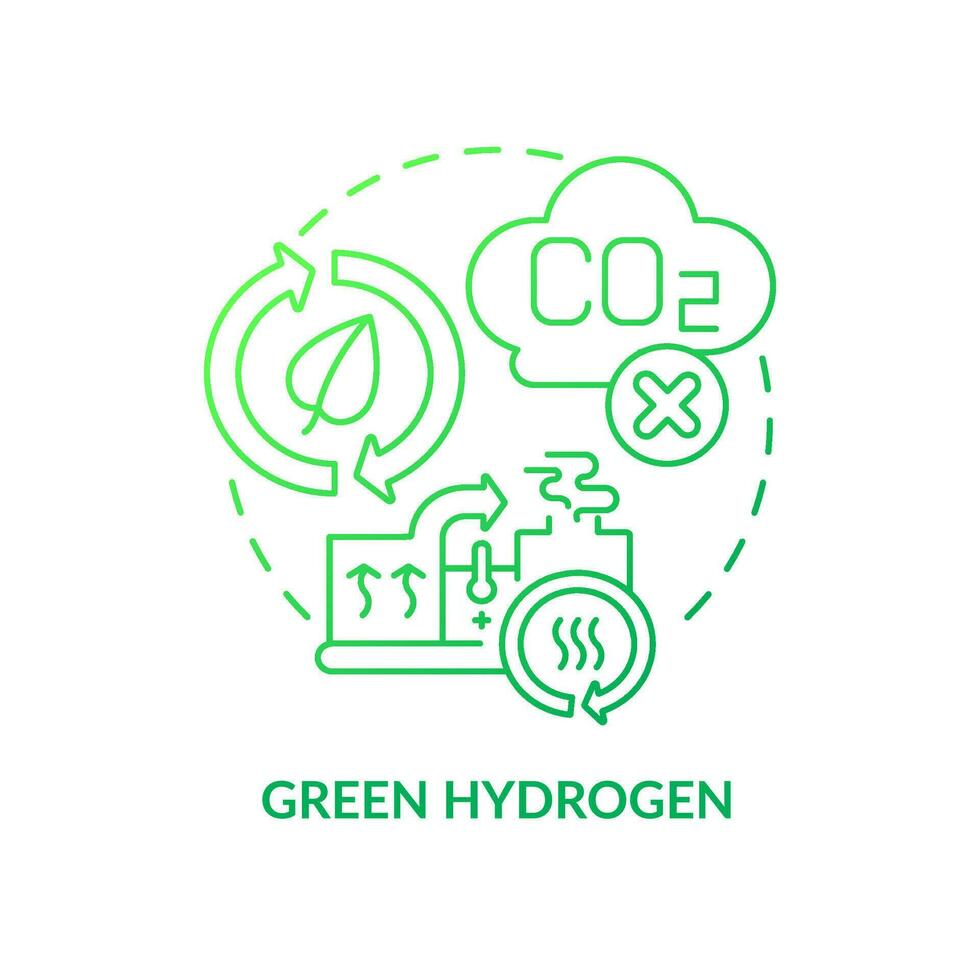 eco hidrogênio verde gradiente conceito ícone. renovável combustível Produção. reduzir emissões. limpar \ limpo energia fonte abstrato idéia fino linha ilustração. isolado esboço desenhando vetor