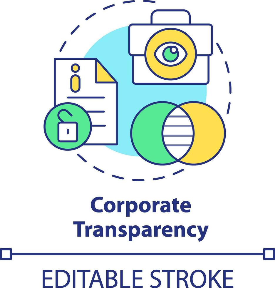 corporativo transparência conceito ícone. ético companhia comportamento abstrato idéia fino linha ilustração. financeiro Informação. isolado esboço desenho. editável acidente vascular encefálico vetor