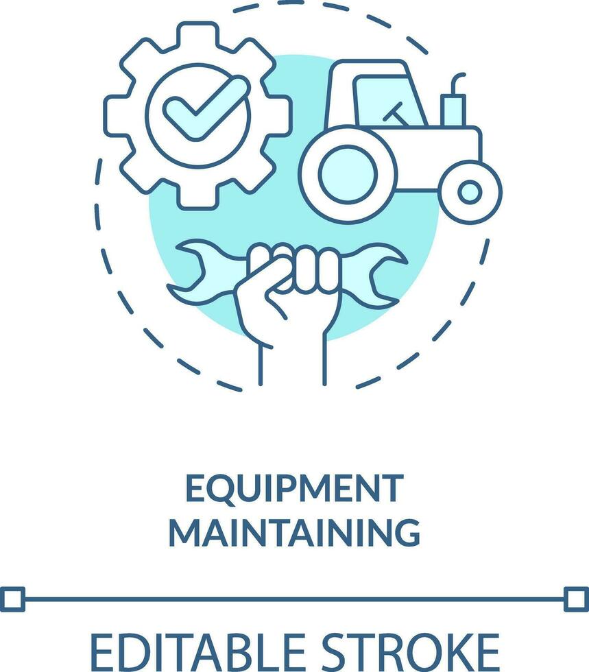 equipamento mantendo turquesa conceito ícone. transporte. Fazenda energia eficiência abstrato idéia fino linha ilustração. isolado esboço desenho. editável acidente vascular encefálico vetor