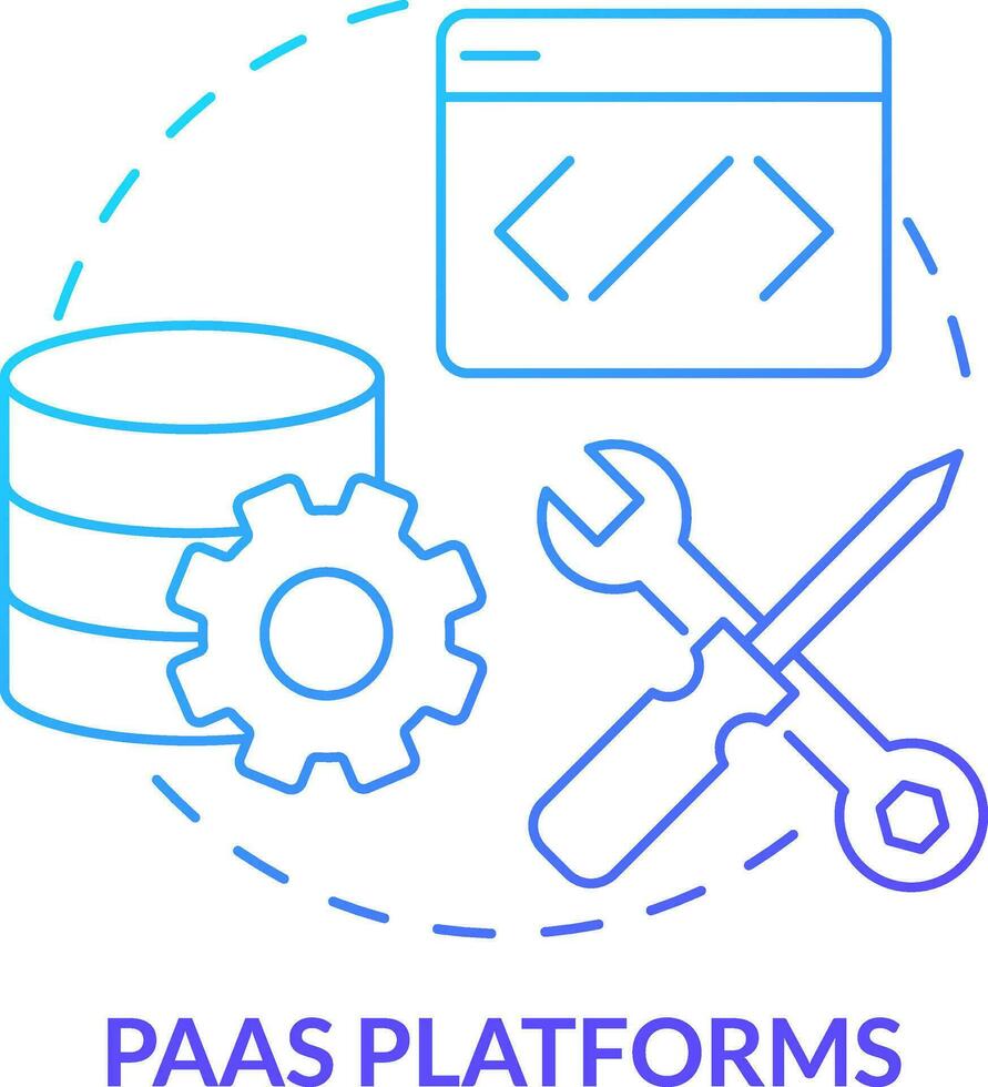 paas plataformas azul gradiente conceito ícone. plataforma Como serviço. tipo do comércio eletrônico plataforma abstrato idéia fino linha ilustração. isolado esboço desenhando vetor