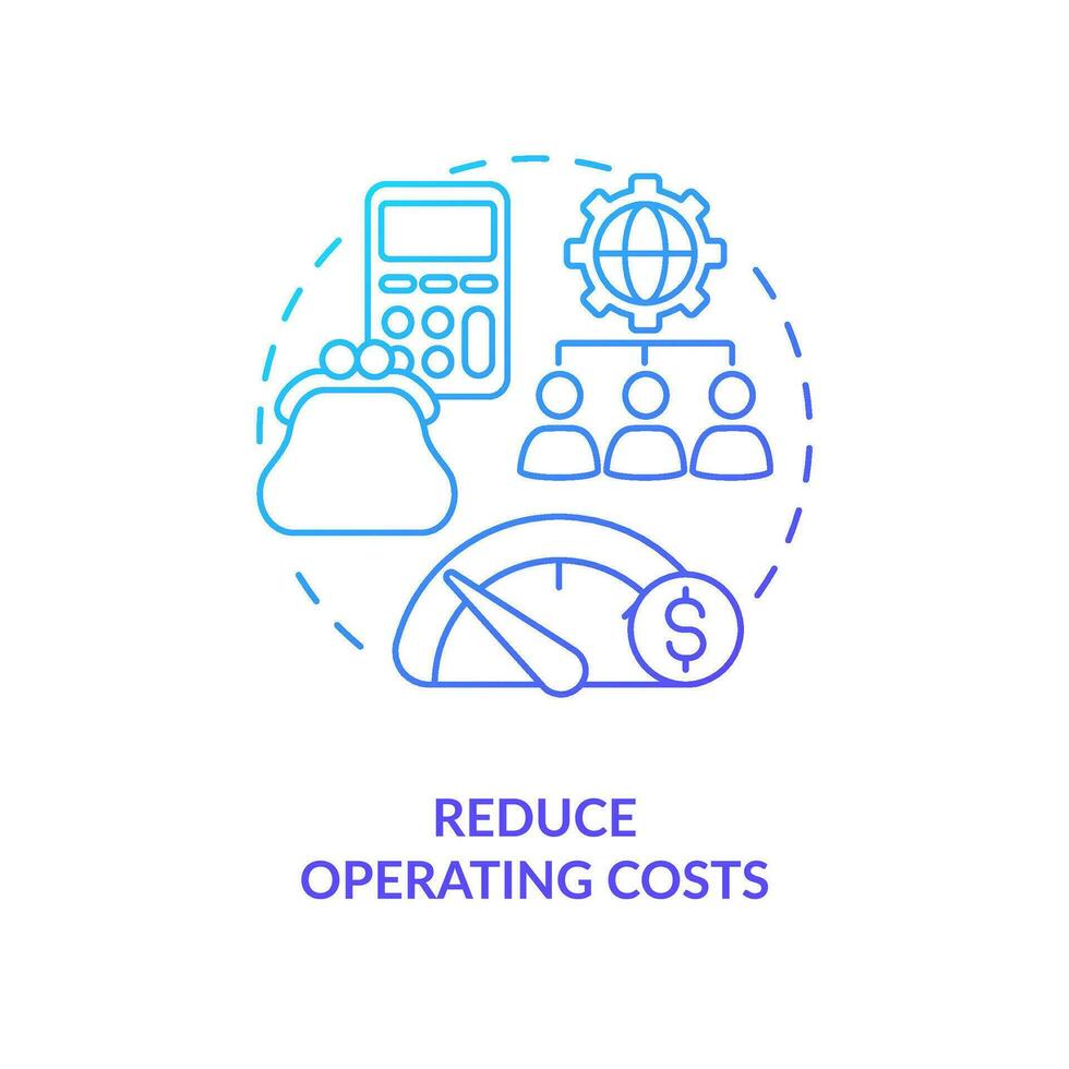 reduzir operativo custos azul gradiente conceito ícone. terceirização benefício para o negócio processo abstrato idéia fino linha ilustração. poupança. isolado esboço desenhando vetor