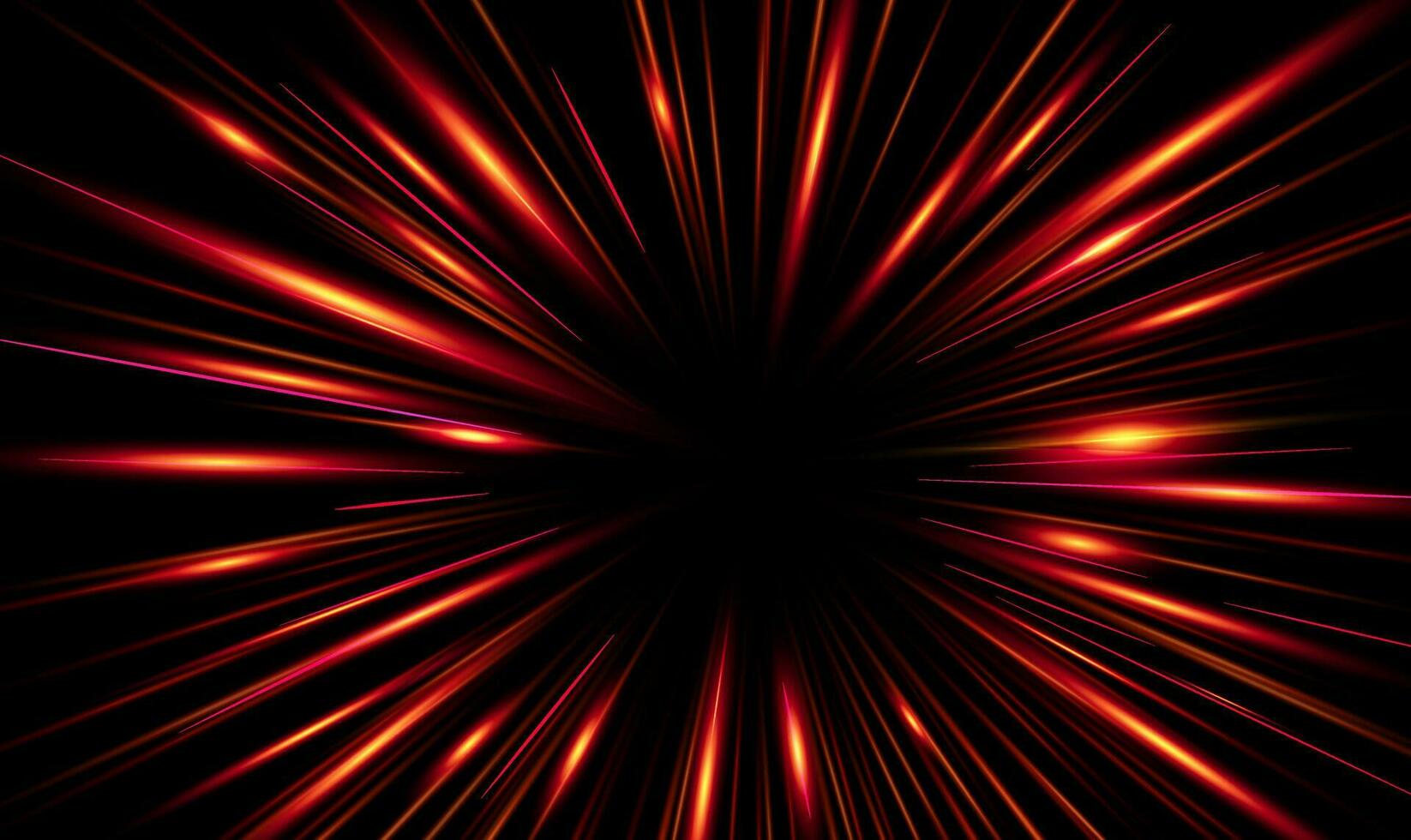 vermelho brilhando linhas e partículas do Forte energia, Magia dentro Preto espaço. vetor