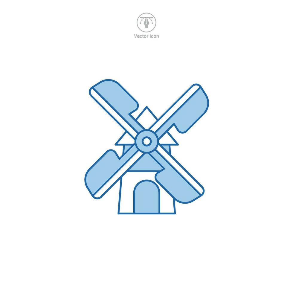 moinho de vento ícone vetor retrata uma estilizado energia conversor, significando renovável energia, vento poder, sustentabilidade, agricultura, e rural vida