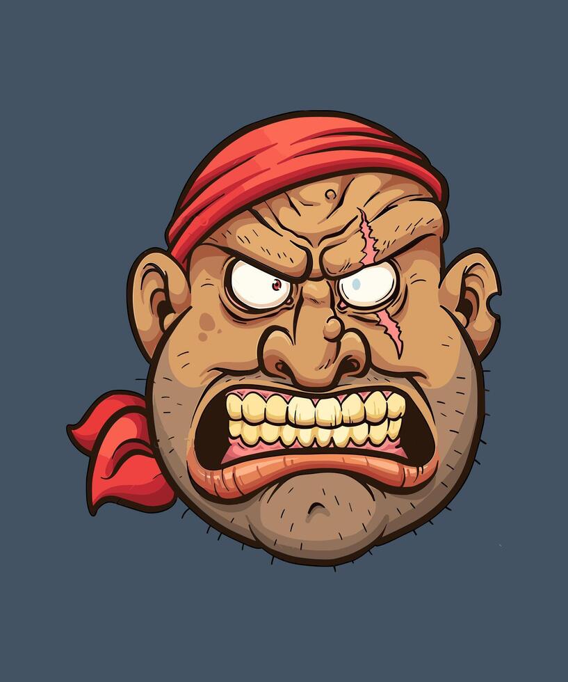 ilustração do a Bravo pirata com uma vermelho bandana vetor