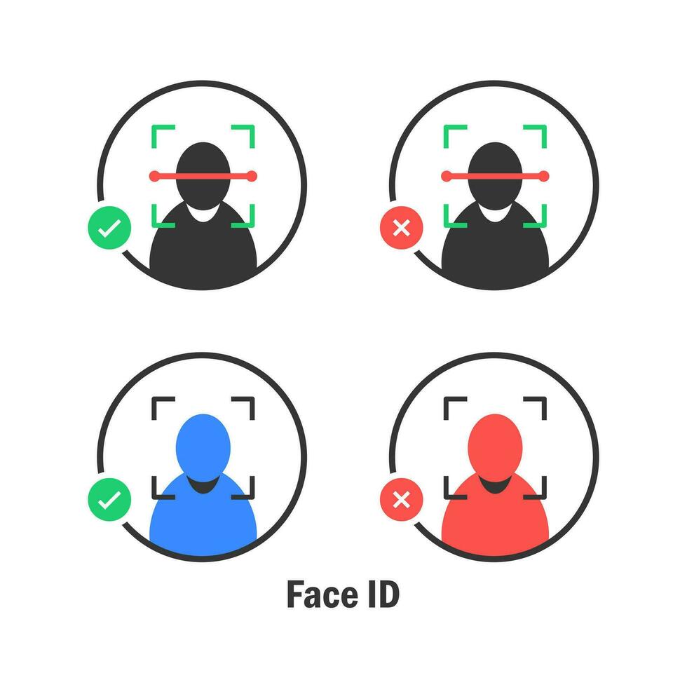 face Eu iria linha ícone. reconhecimento, marca de seleção, reconhecer, biometria, dna, olhos, íris, quadro, Varredura, scanner, digitalização identidade vetor