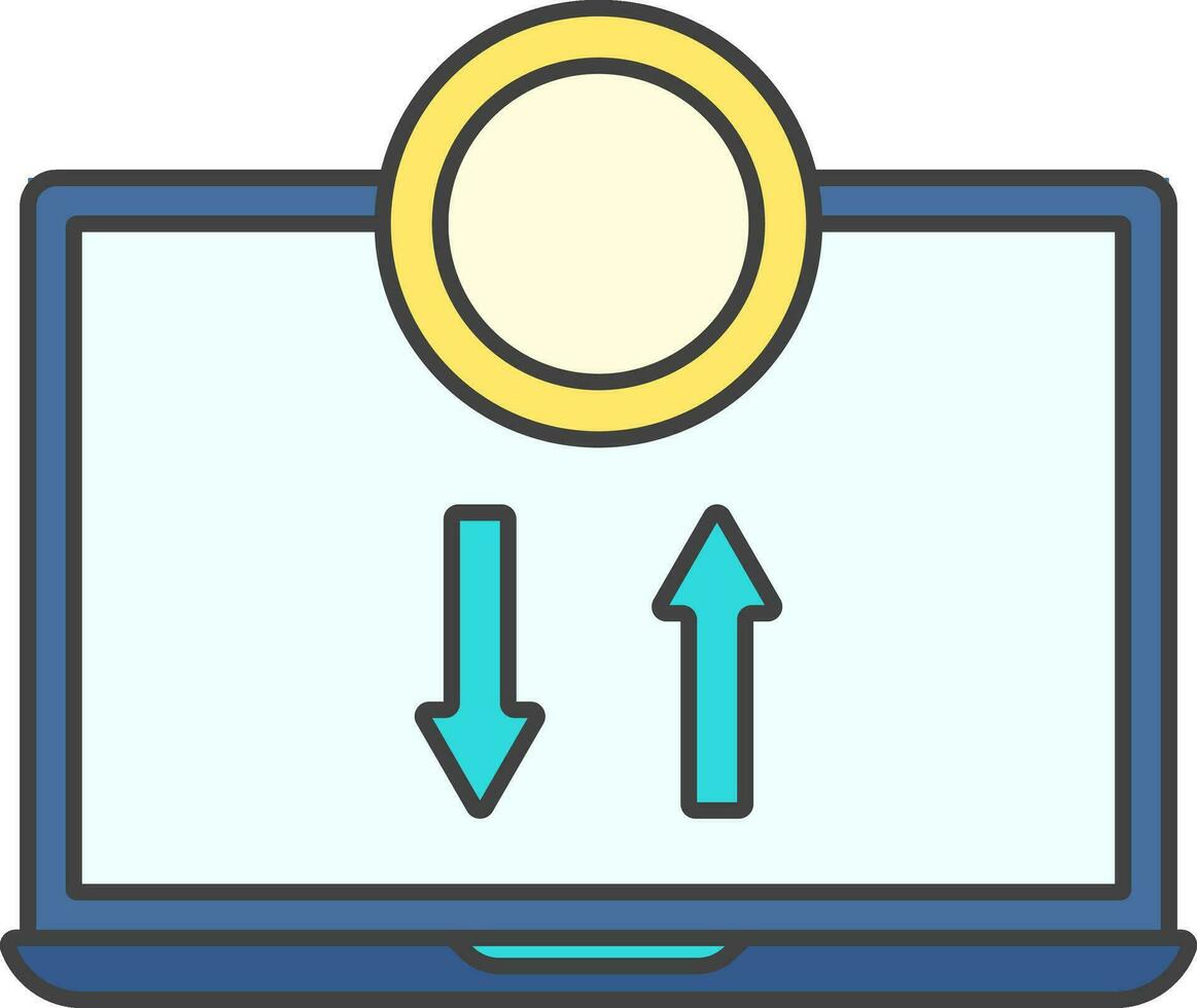 conectados dinheiro transação dentro computador portátil ícone. vetor