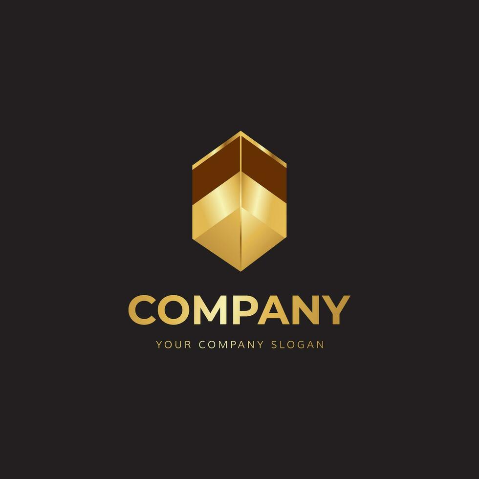 luxo retro logotipo dentro dourado estilo vetor