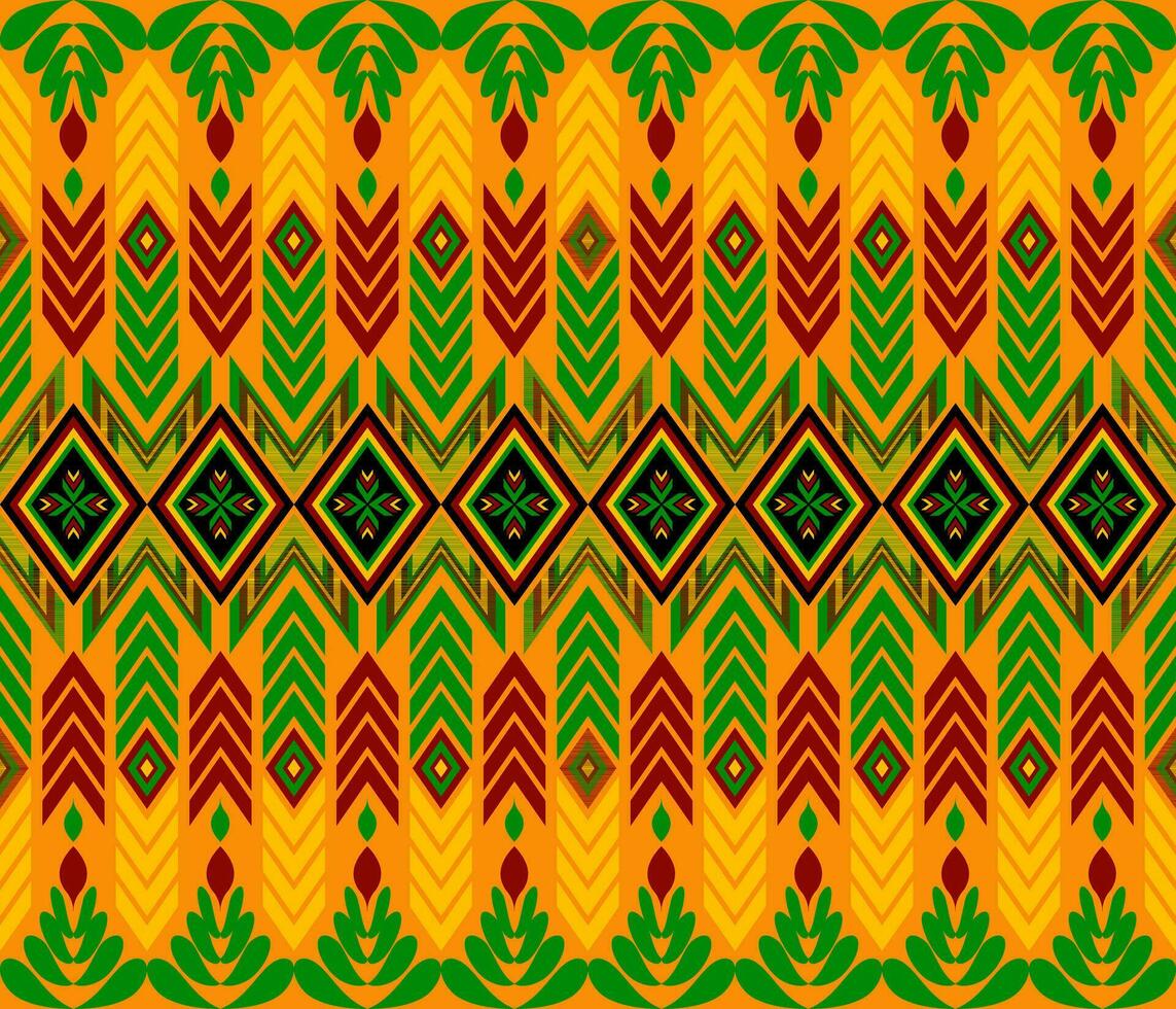 bordado indiano asteca étnico padronizar dentro vermelho, verde e amarelo vetor