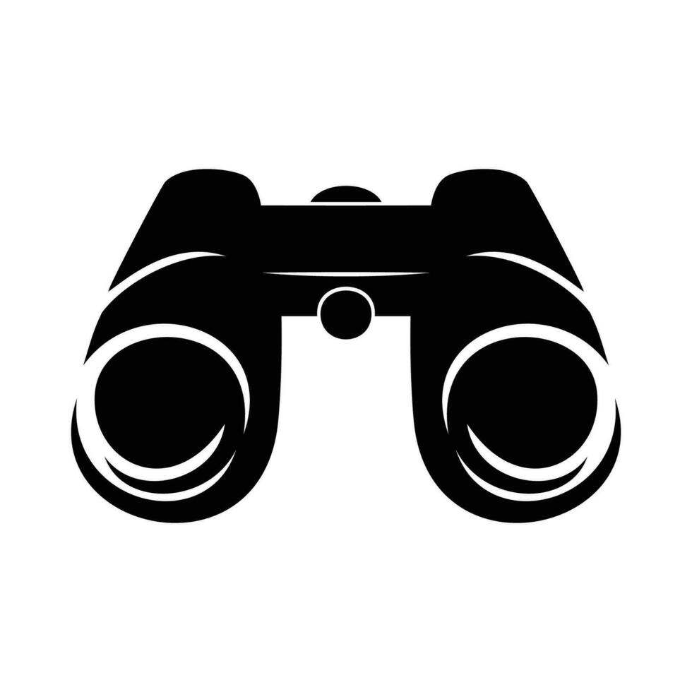 binocular silhueta Projeto. ampliação equipamento placa e símbolo. descoberta ícone. vetor