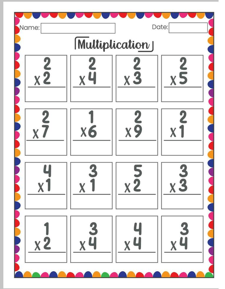 multiplicação planilha matemática atividade vetor