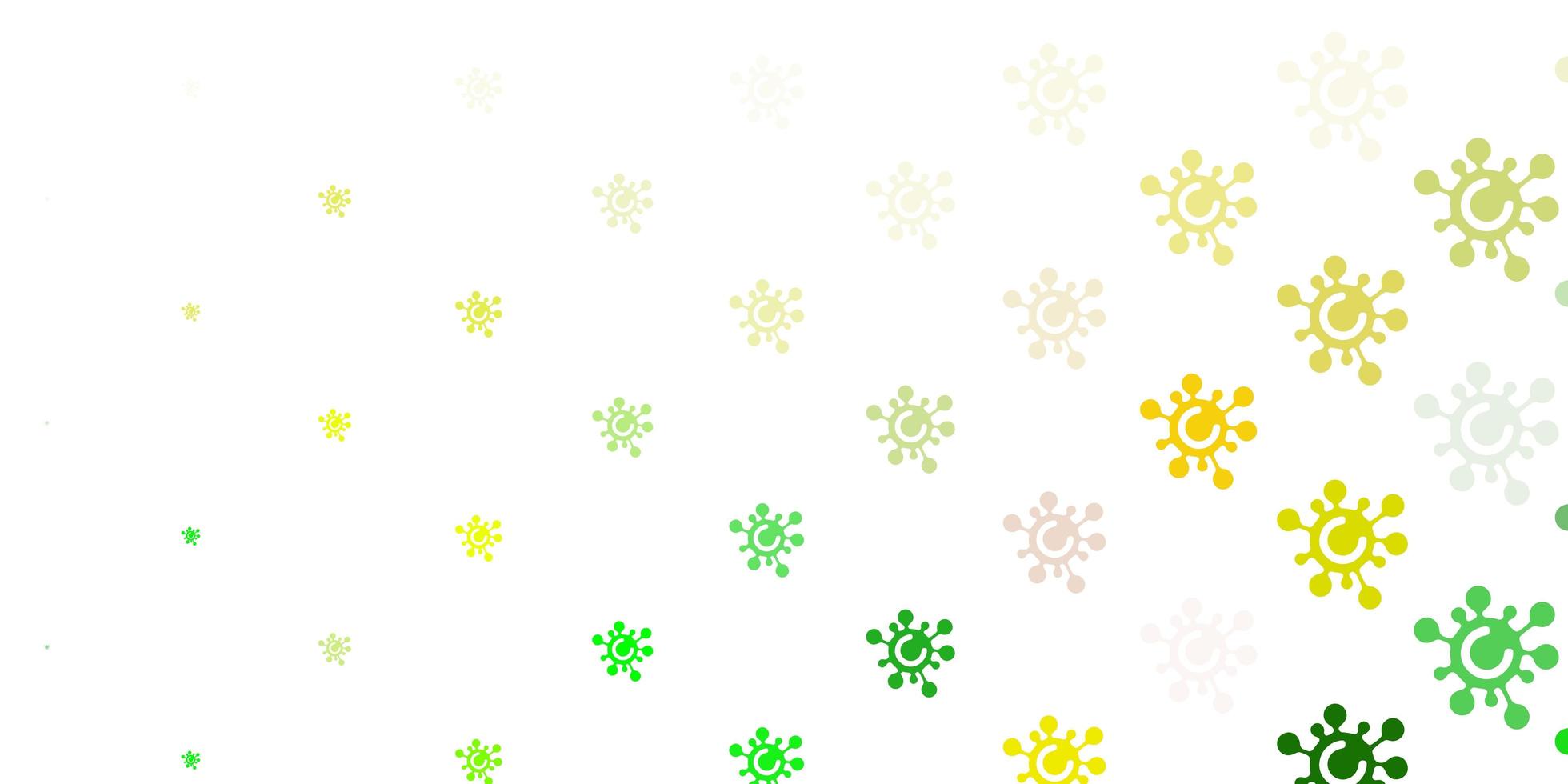 padrão de vetor amarelo verde claro com elementos de coronavírus