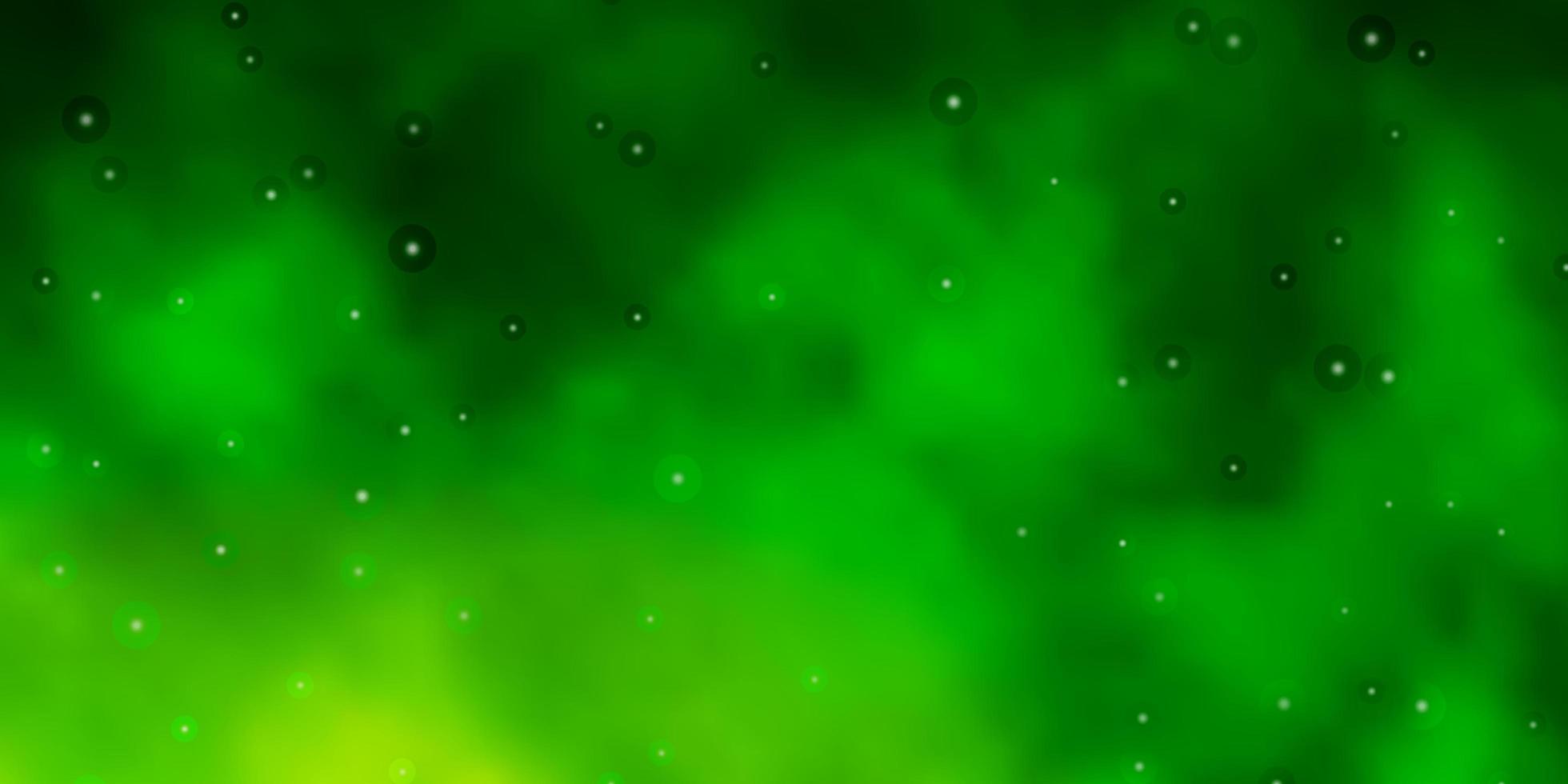 Fundo do vetor verde claro com estrelas pequenas e grandes brilhando ilustração colorida com o tema de estrelas pequenas e grandes para telefones celulares