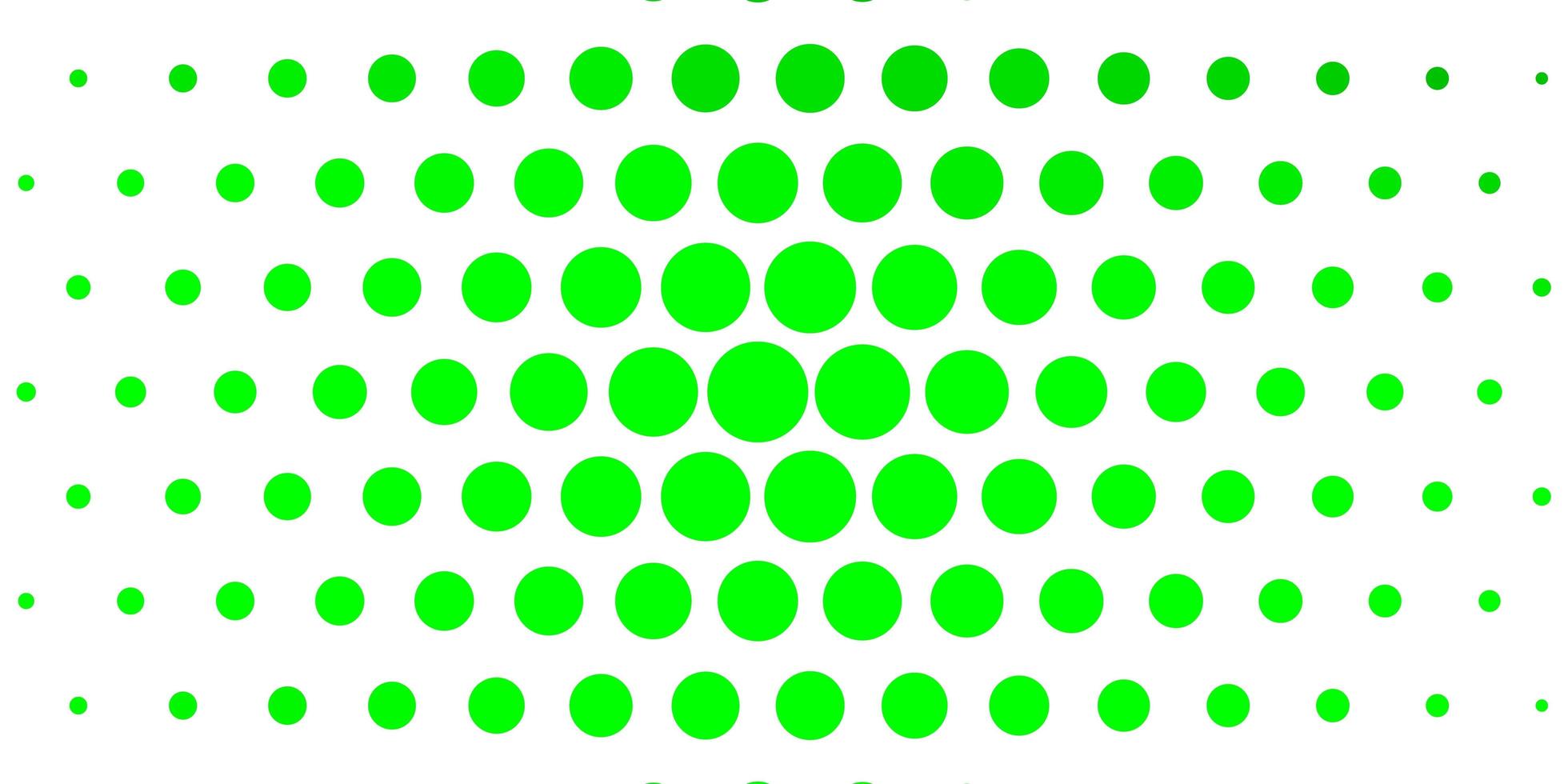 pano de fundo de vetor verde claro com círculos ilustração colorida com pontos de gradiente no padrão de estilo da natureza para folhetos de livretos
