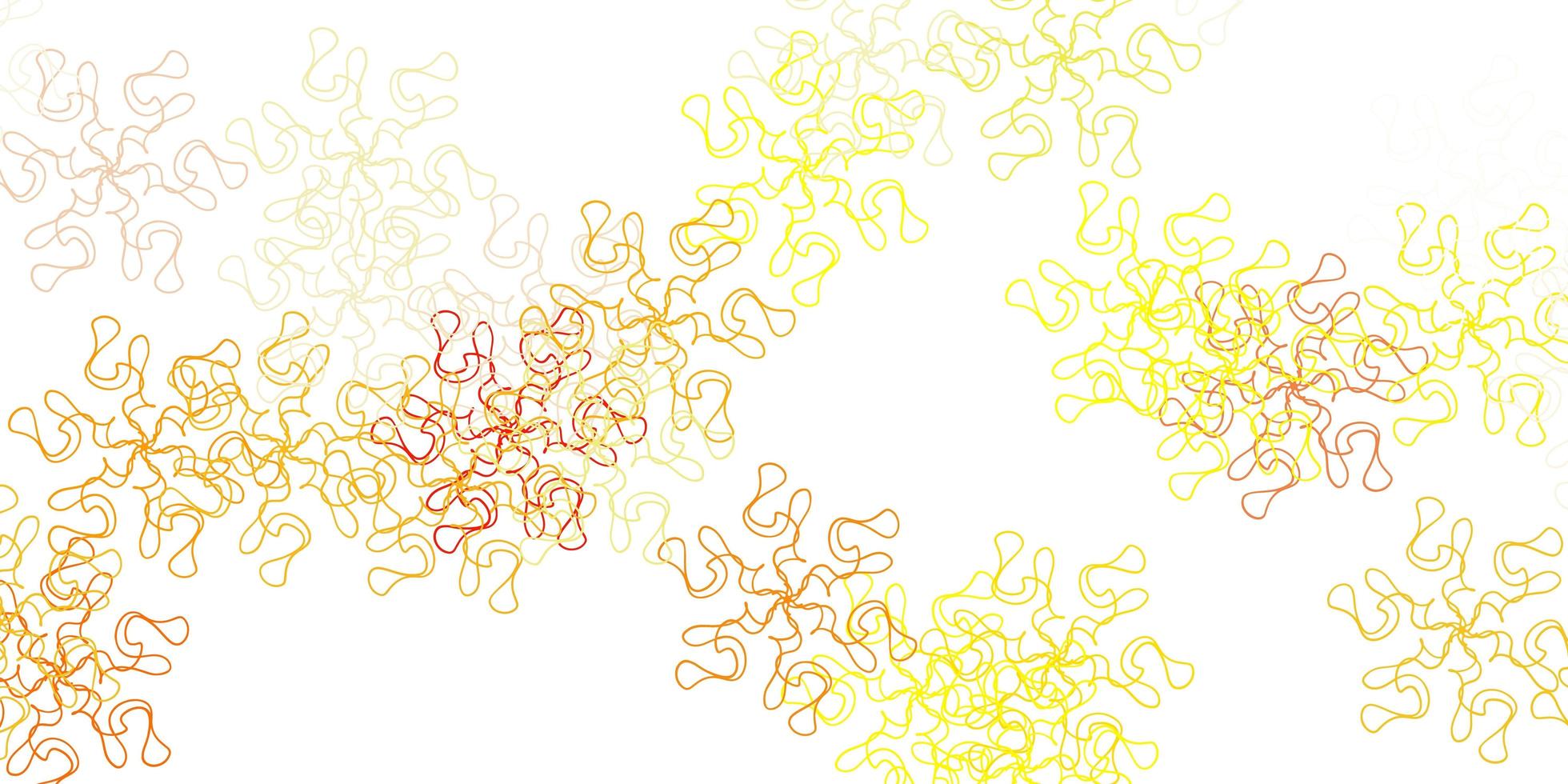 padrão de doodle de vetor amarelo claro com flores