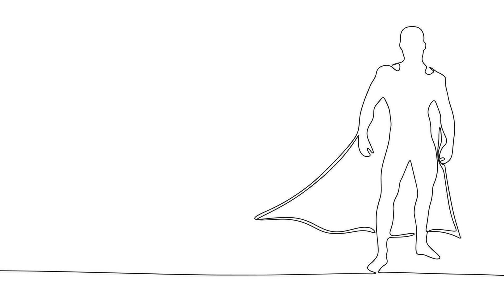 contínuo linha silhueta homem Como Super heroi arte. solteiro linha Super heroi conceito. linha arte, contorno, bandeira dentro minimalismo estilo. vetor ilustração