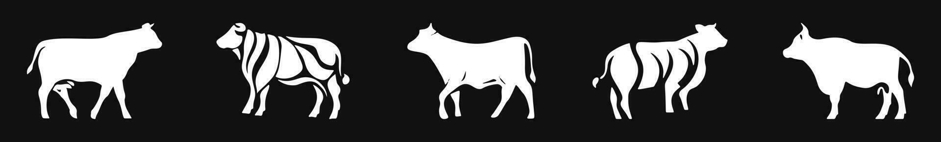 touro e vaca definir. isolado em branco fundo. vetor