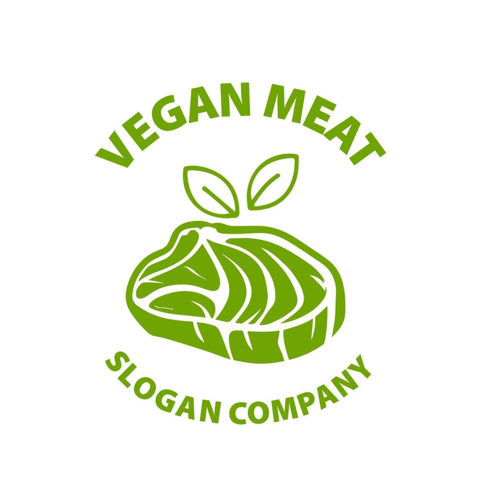 vegetariano carne Prêmio logotipo. plantar Sediada carne logotipo. vetor