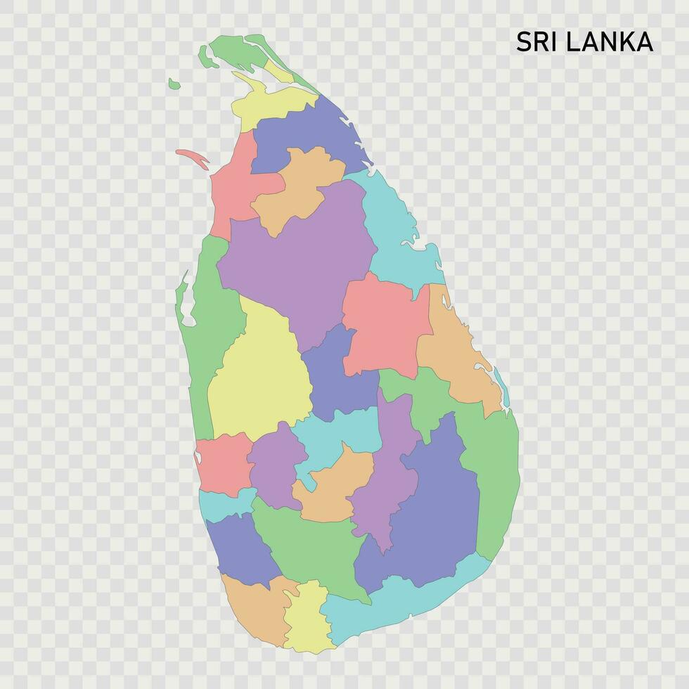 isolado colori mapa do sri lanka vetor