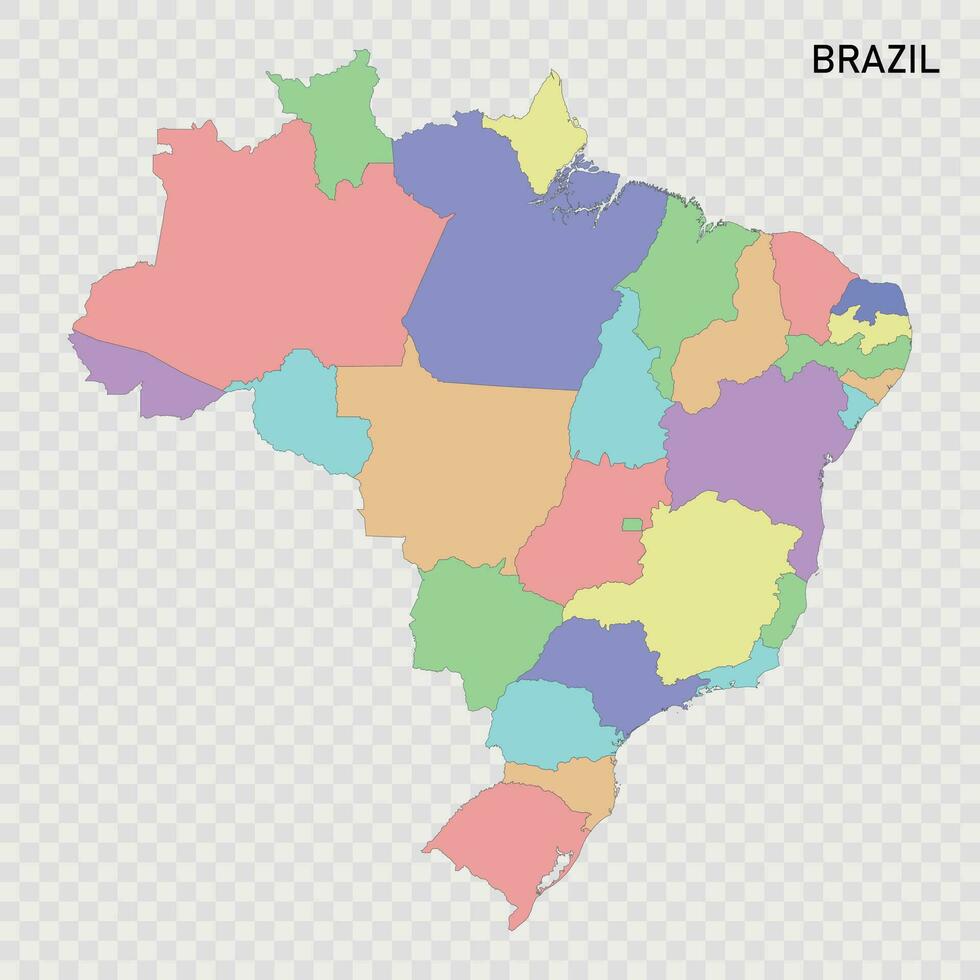 isolado colori mapa do Brasil com fronteiras vetor