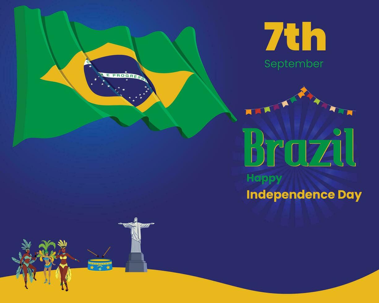 brasileiro independência dia celebração, vibrante fundo ilustrando patriotismo e cultural orgulho vetor