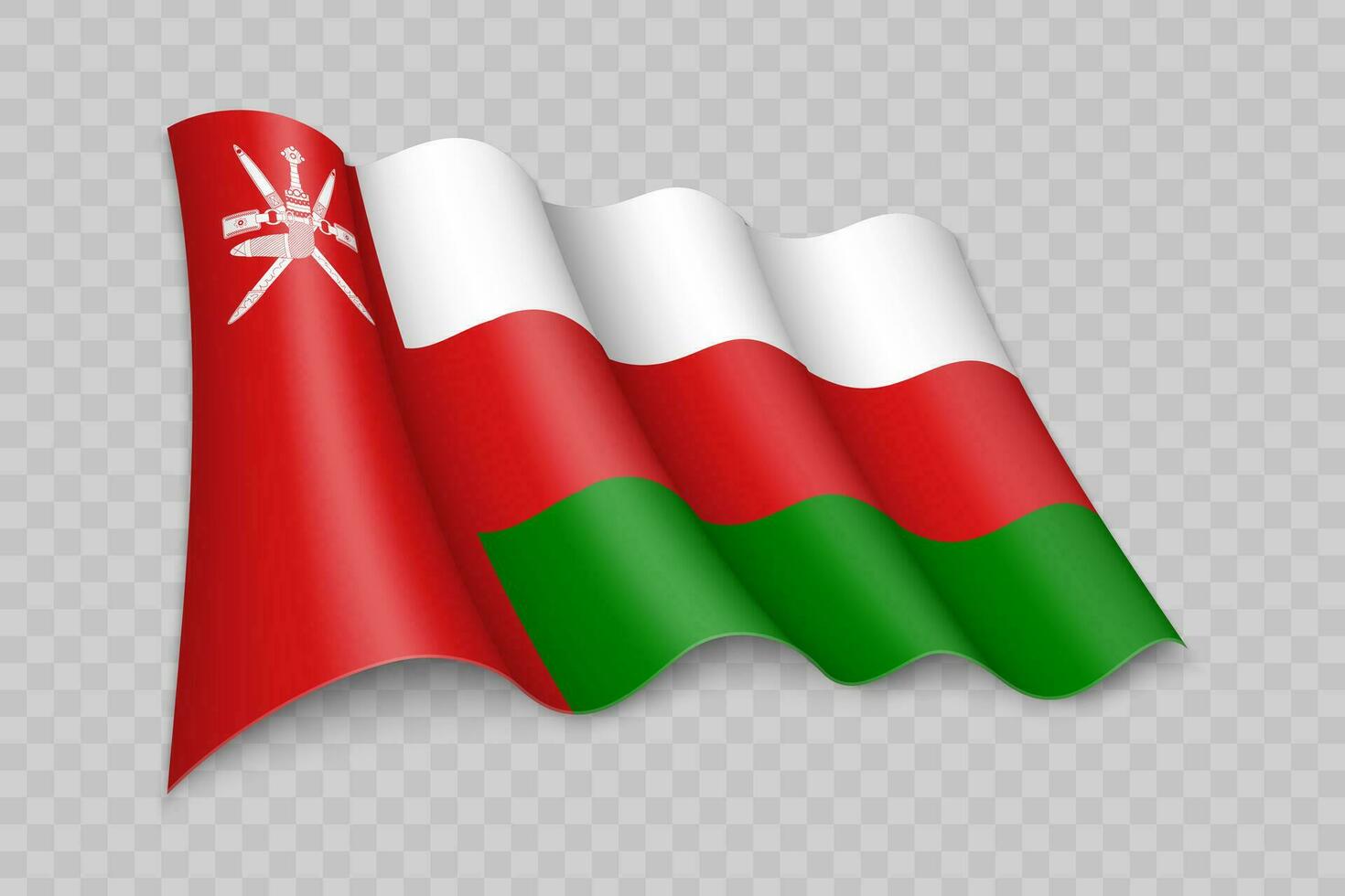 3d realista acenando bandeira do Omã vetor